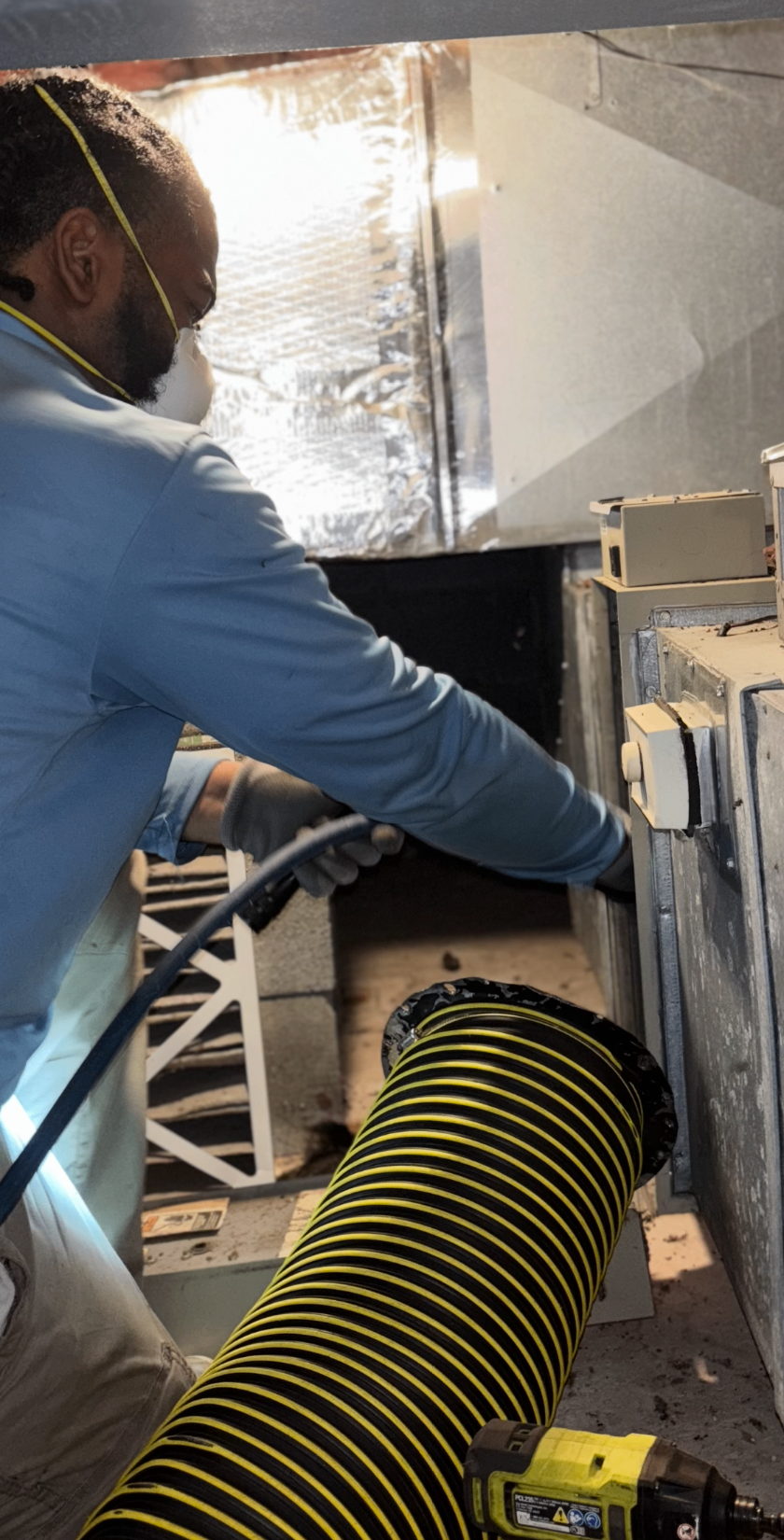 Cooper's Cleaning technician on-site for an air duct cleaning